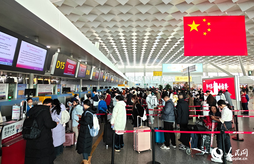 郑州机场T2航站楼出发大厅。人民网记者 王玉兴摄